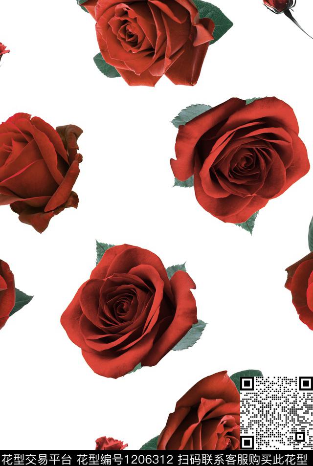 水彩花卉花卉手绘玫瑰数码印花华亿平台下载（图片编号: 1206312） - 瓦栏（Walan）
