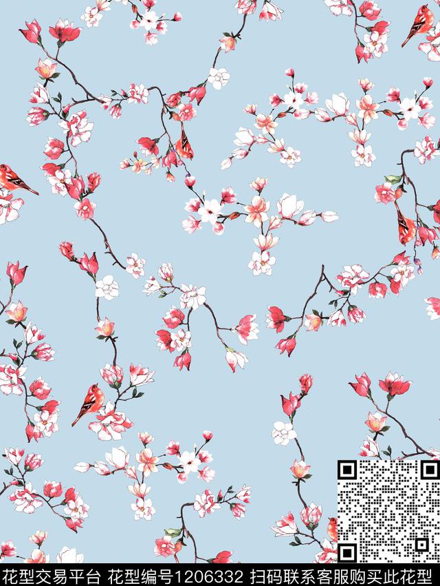 水彩花卉花卉手绘玫瑰数码印花华亿平台下载（图片编号: 1206332） - 瓦栏（Walan）