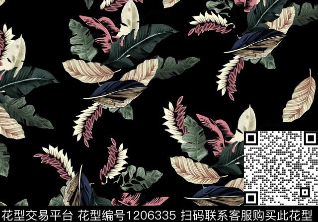 花卉绿植树叶植物数码印花华亿平台下载（图片编号: 1206335） - 瓦栏（Walan）