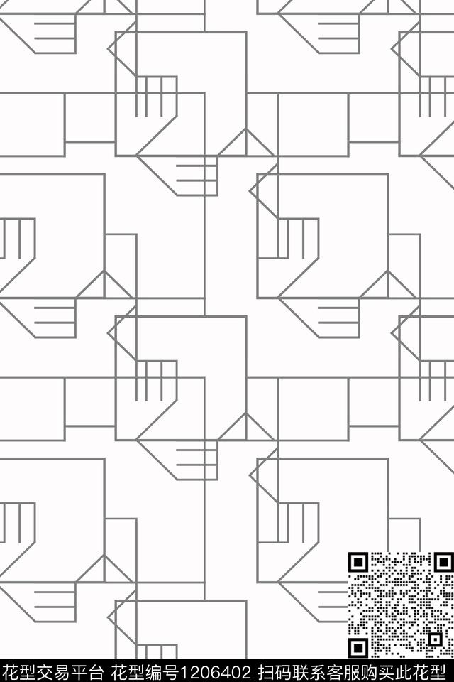 时尚几何抽象数码印花华亿平台下载（图片编号: 1206402） - 瓦栏（Walan）