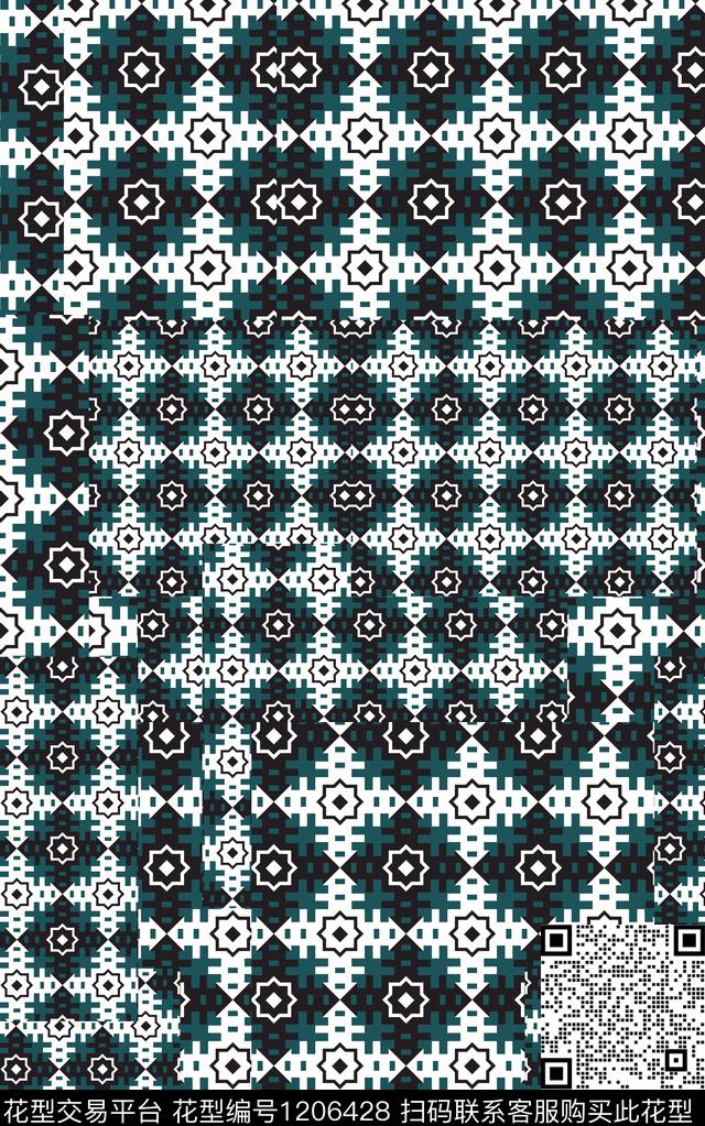 线条画格子几何数码印花华亿平台下载（图片编号: 1206428） - 瓦栏（Walan）