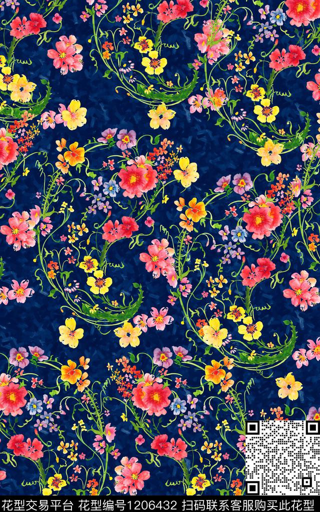 花卉小碎花肌理数码印花华亿平台下载（图片编号: 1206432） - 瓦栏（Walan）