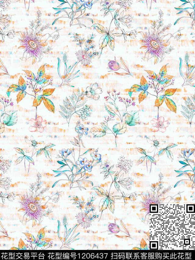 花卉小碎花肌理数码印花华亿平台下载（图片编号: 1206437） - 瓦栏（Walan）