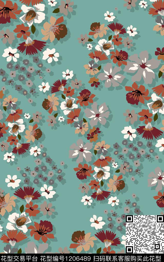 抽象棉麻小碎花数码印花华亿平台下载（图片编号: 1206489） - 瓦栏（Walan）