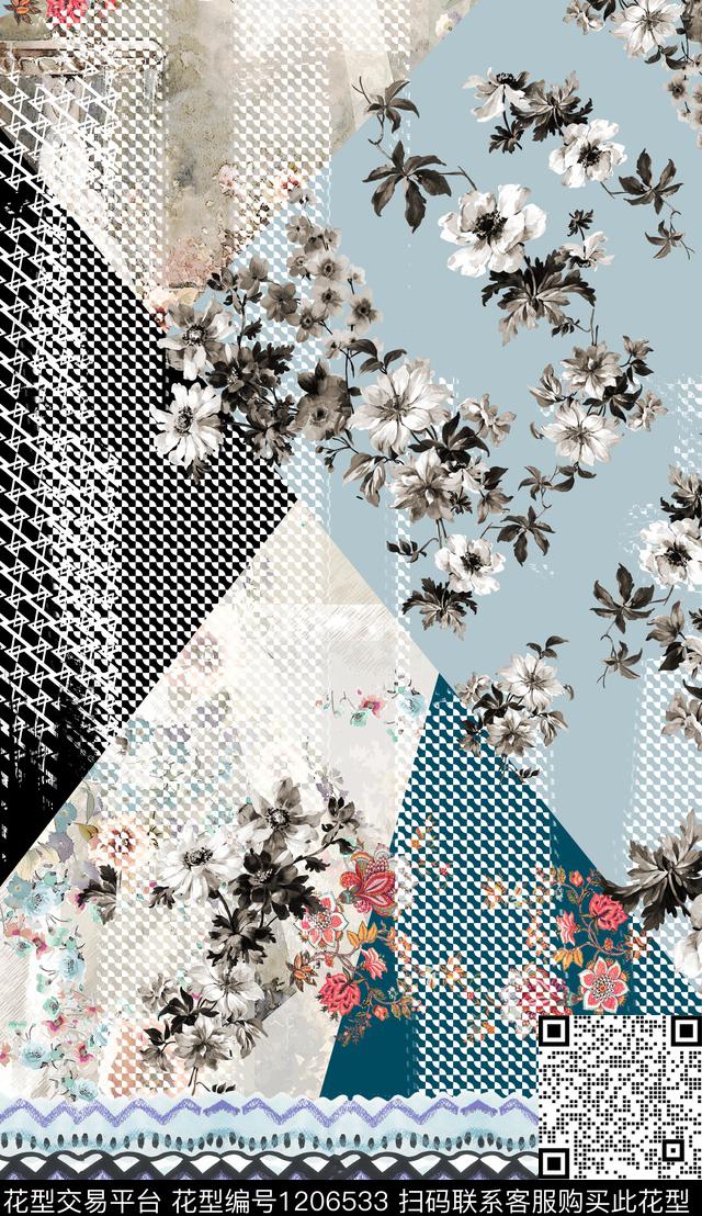 棉麻肌理定位花数码印花华亿平台下载（图片编号: 1206533） - 瓦栏（Walan）