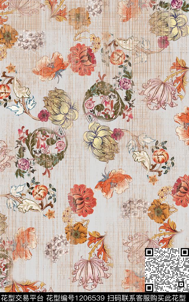 抽象棉麻小碎花数码印花华亿平台下载（图片编号: 1206539） - 瓦栏（Walan）