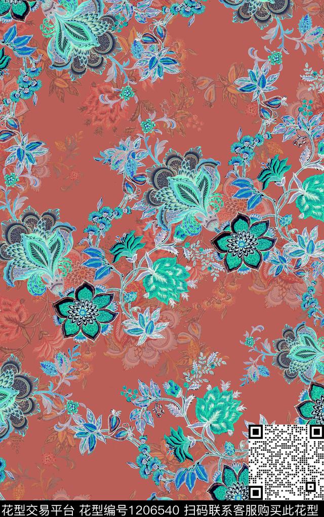 抽象棉麻小碎花数码印花华亿平台下载（图片编号: 1206540） - 瓦栏（Walan）