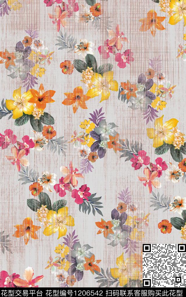 抽象棉麻小碎花数码印花华亿平台下载（图片编号: 1206542） - 瓦栏（Walan）