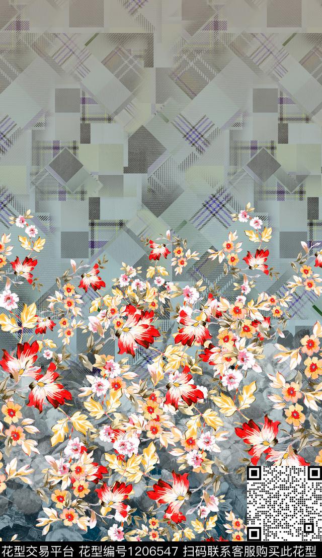 棉麻肌理定位花数码印花华亿平台下载（图片编号: 1206547） - 瓦栏（Walan）