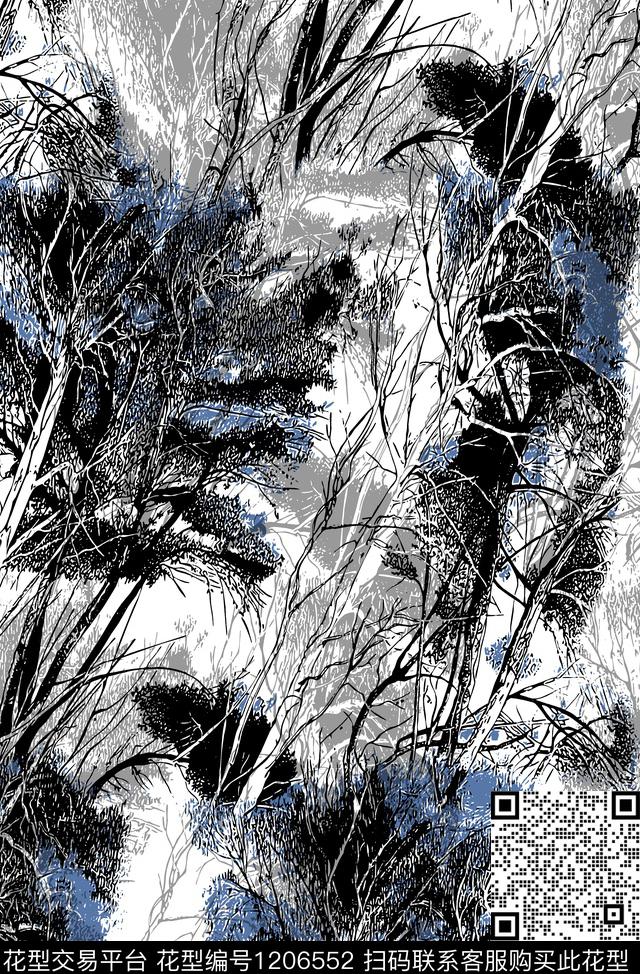 树枝风景景观抽象传统印花华亿平台下载（图片编号: 1206552） - 瓦栏（Walan）
