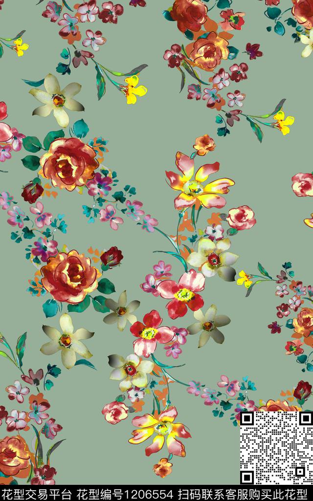 抽象棉麻小碎花数码印花华亿平台下载（图片编号: 1206554） - 瓦栏（Walan）