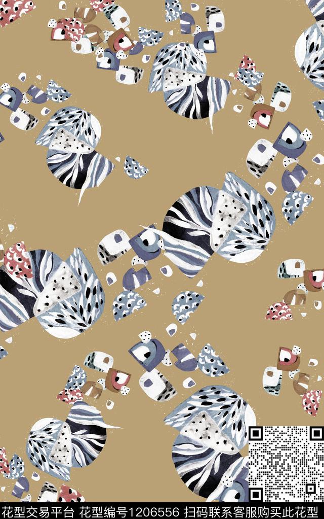 线条画几何格子数码印花华亿平台下载（图片编号: 1206556） - 瓦栏（Walan）