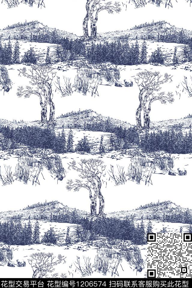 大牌风树复古传统印花华亿平台下载（图片编号: 1206574） - 瓦栏（Walan）