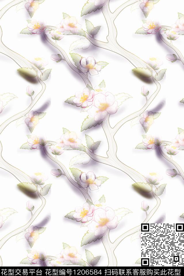 花卉植物樱花数码印花华亿平台下载（图片编号: 1206584） - 瓦栏（Walan）
