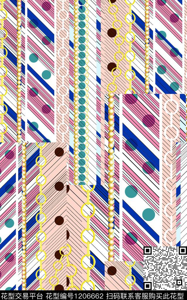 几何线条混合拼接数码印花华亿平台下载（图片编号: 1206662） - 瓦栏（Walan）