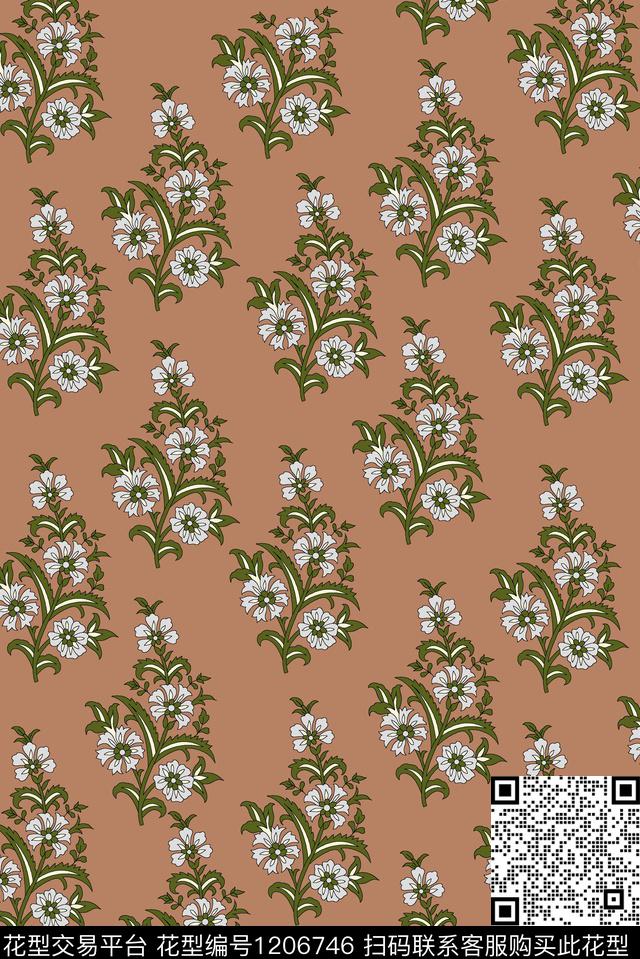 春夏华亿平台小碎花手绘花卉数码印花华亿平台下载（图片编号: 1206746） - 瓦栏（Walan）