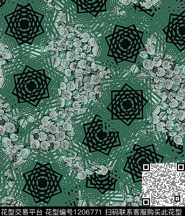 几何抽象格子数码印花华亿平台下载（图片编号: 1206771） - 瓦栏（Walan）