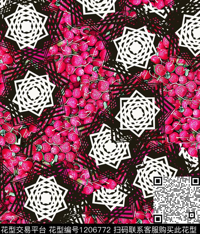 几何抽象格子数码印花华亿平台下载（图片编号: 1206772） - 瓦栏（Walan）