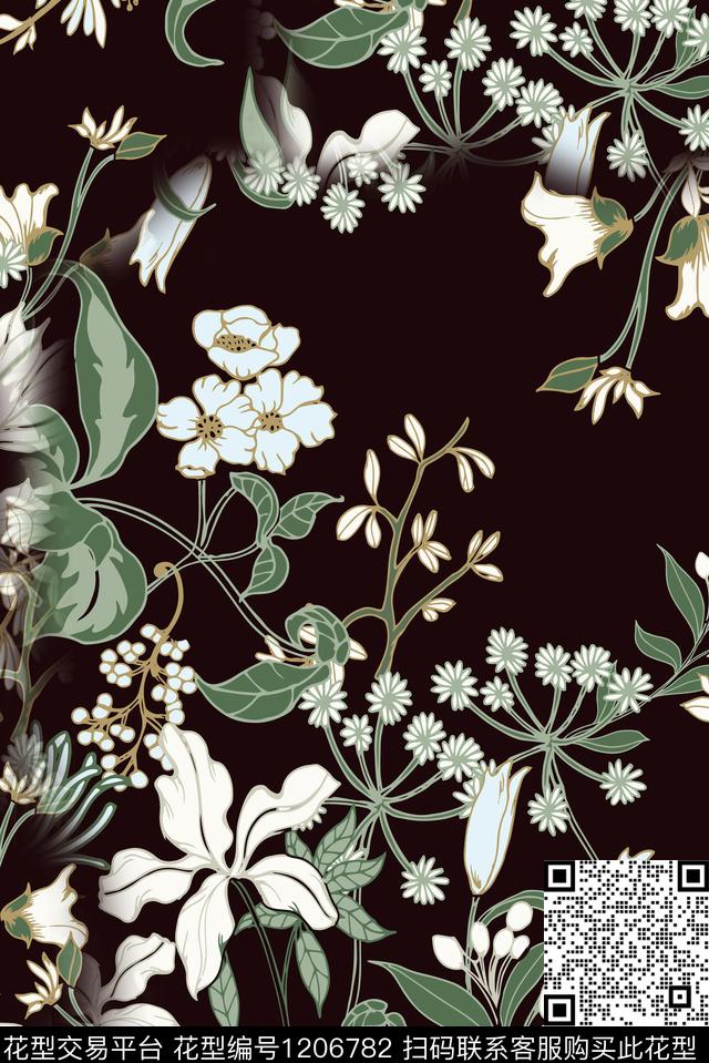 春夏华亿平台花卉大牌风数码印花华亿平台下载（图片编号: 1206782） - 瓦栏（Walan）