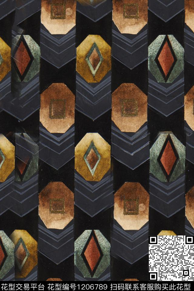 几何抽象金属数码印花华亿平台下载（图片编号: 1206789） - 瓦栏（Walan）