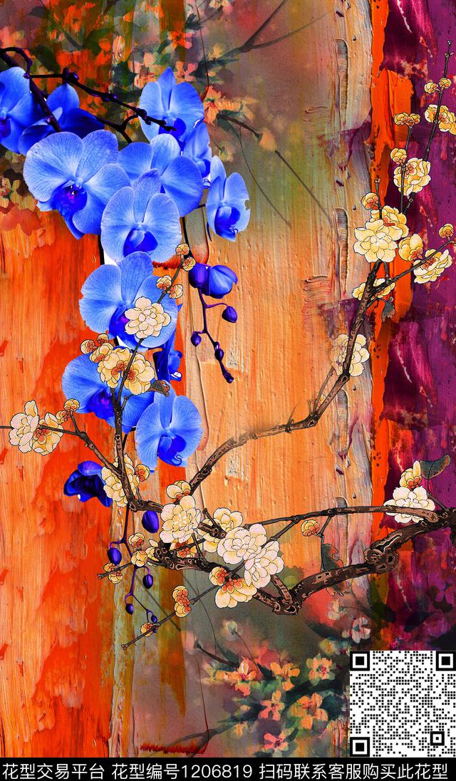 定位花复古油画华亿平台数码印花华亿平台下载（图片编号: 1206819） - 瓦栏（Walan）