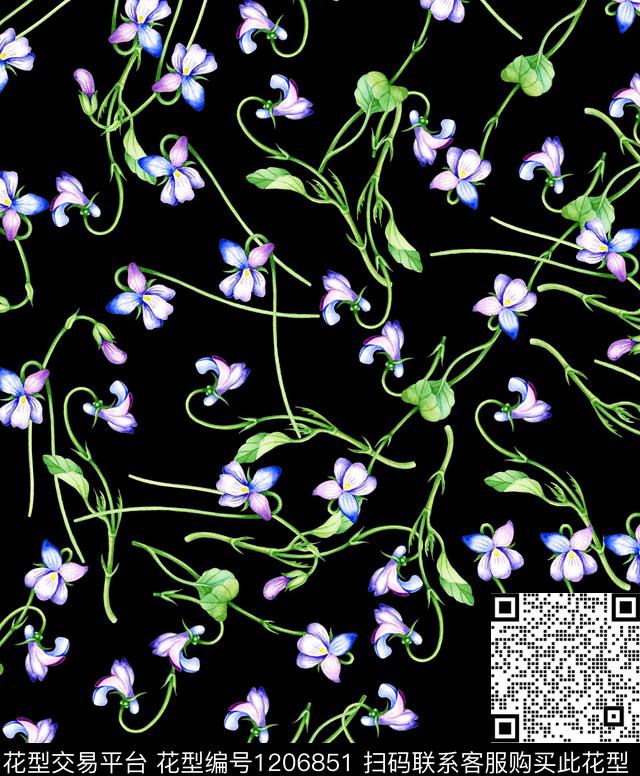 小碎花smallflower三色堇数码印花华亿平台下载（图片编号: 1206851） - 瓦栏（Walan）