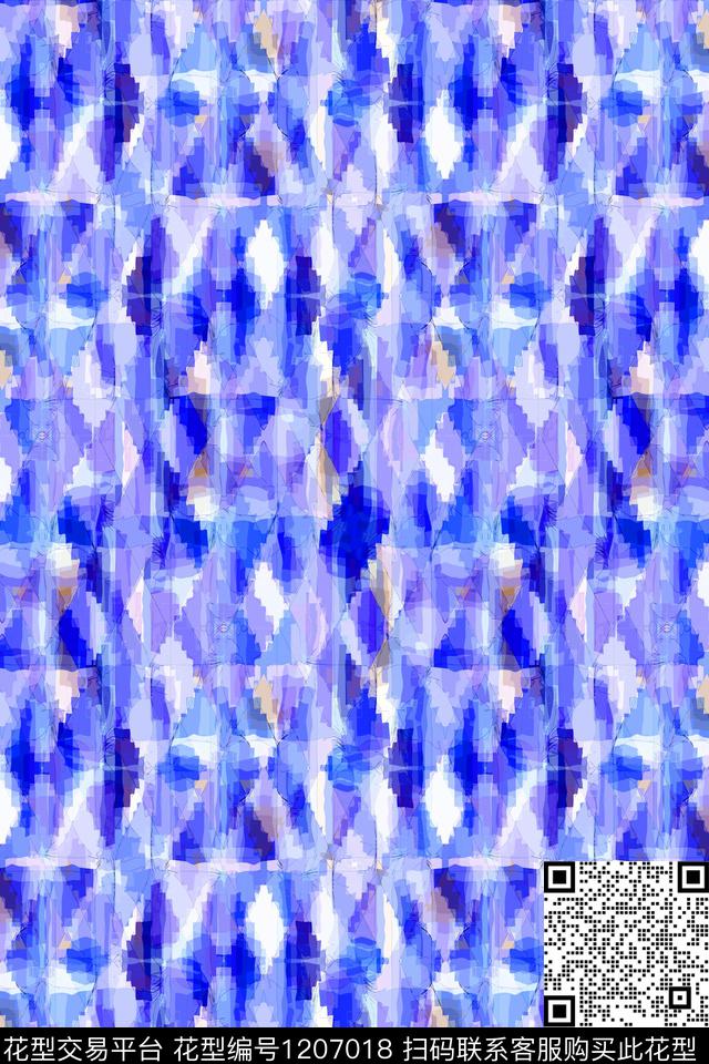 男装几何格子数码印花华亿平台下载（图片编号: 1207018） - 瓦栏（Walan）