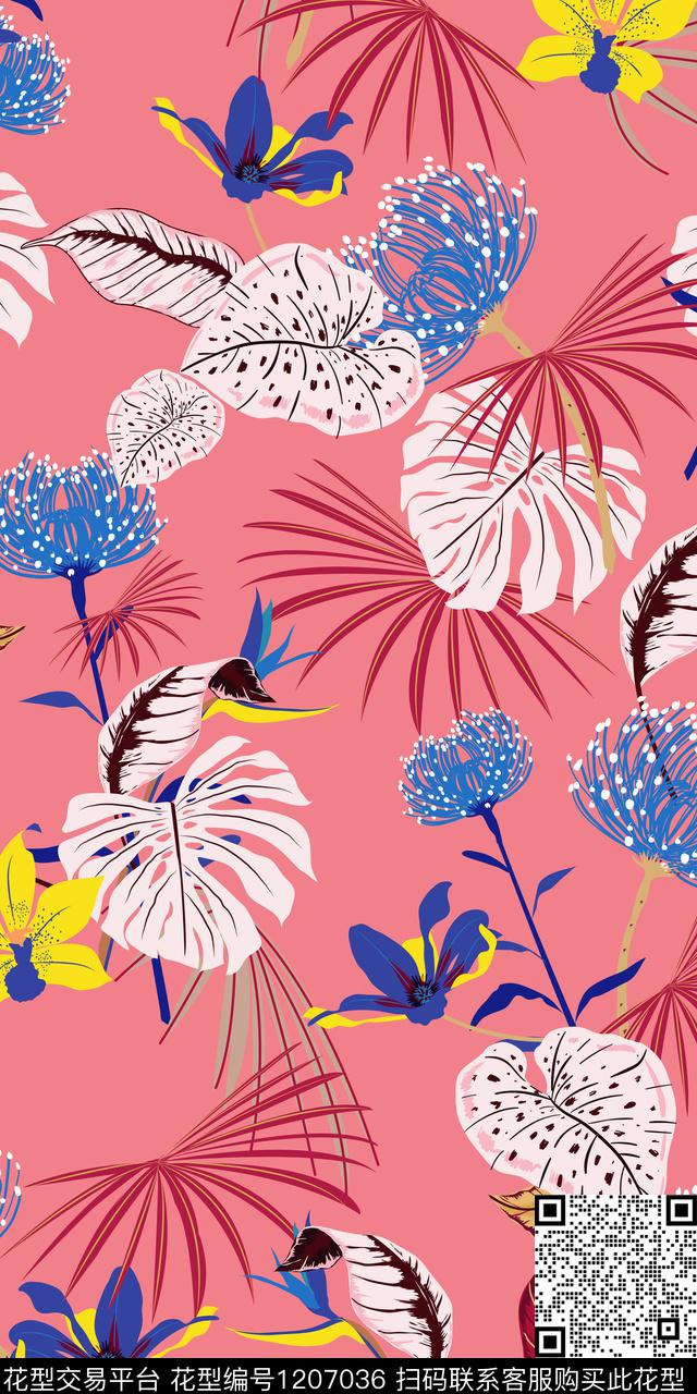 花卉大牌风泳装华亿平台传统印花华亿平台下载（图片编号: 1207036） - 瓦栏（Walan）