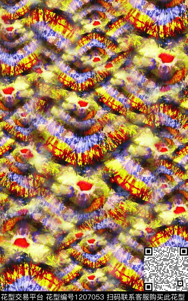 抽象肌理扎染华亿平台数码印花华亿平台下载（图片编号: 1207053） - 瓦栏（Walan）