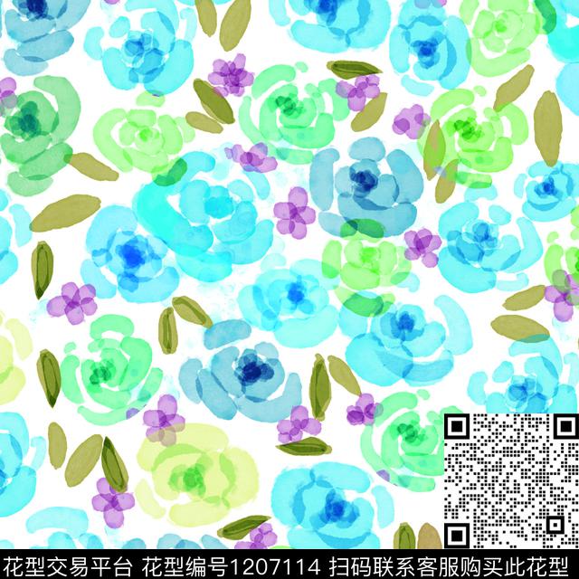 小碎花艳丽花卉漂亮数码印花华亿平台下载（图片编号: 1207114） - 瓦栏（Walan）