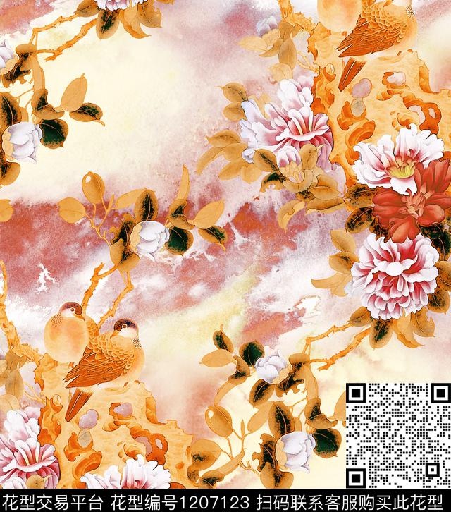 绣球花向日葵sunflower数码印花华亿平台下载（图片编号: 1207123） - 瓦栏（Walan）