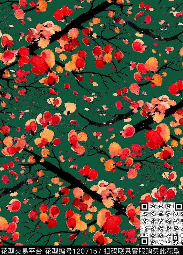 梅花向日葵Plumblossom数码印花华亿平台下载（图片编号: 1207157） - 瓦栏（Walan）