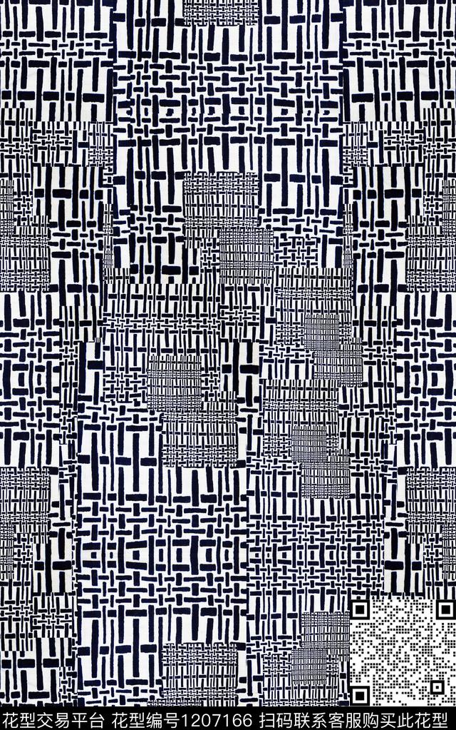 几何抽象线条数码印花华亿平台下载（图片编号: 1207166） - 瓦栏（Walan）