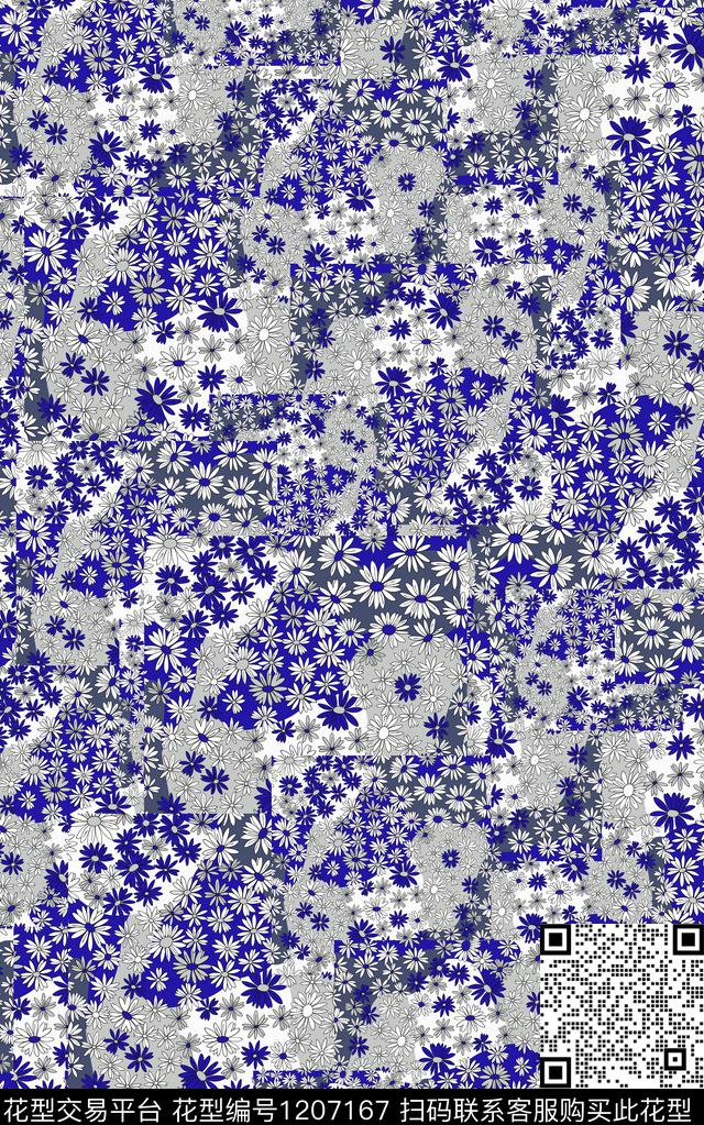花卉小碎花线条数码印花华亿平台下载（图片编号: 1207167） - 瓦栏（Walan）