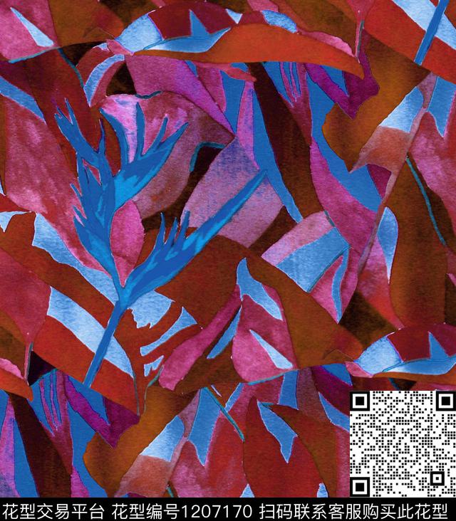 天堂鸟绿植树叶BirdofParadise数码印花华亿平台下载（图片编号: 1207170） - 瓦栏（Walan）