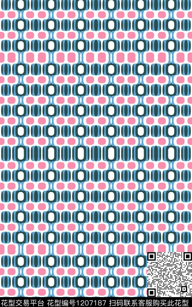 几何抽象线条数码印花华亿平台下载（图片编号: 1207187） - 瓦栏（Walan）