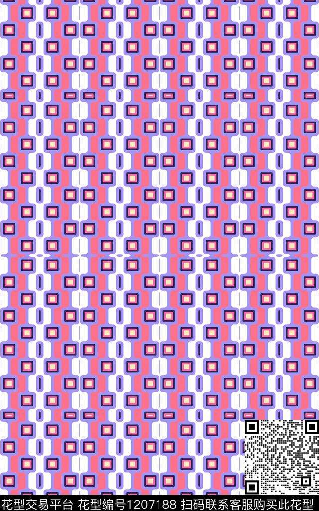 几何抽象线条数码印花华亿平台下载（图片编号: 1207188） - 瓦栏（Walan）