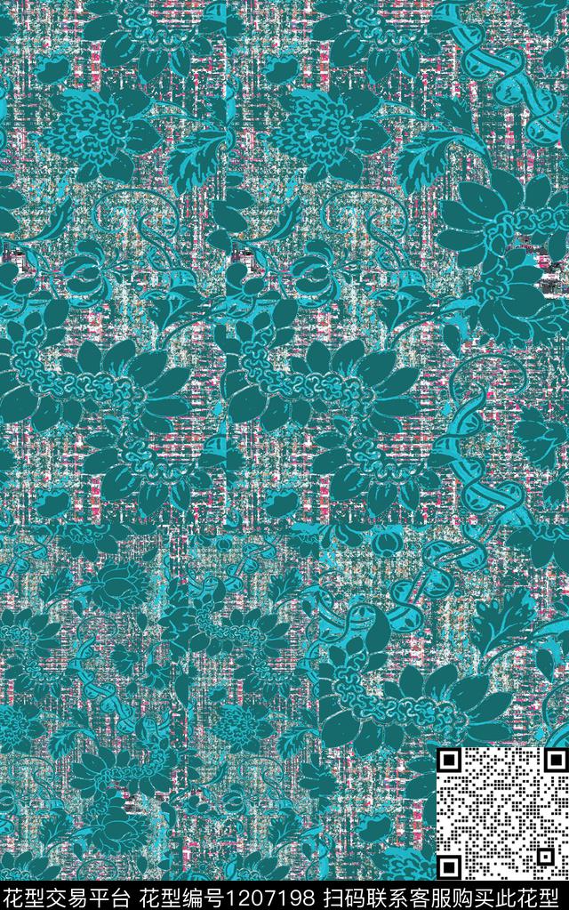 抽象朦胧花卉肌理数码印花华亿平台下载（图片编号: 1207198） - 瓦栏（Walan）