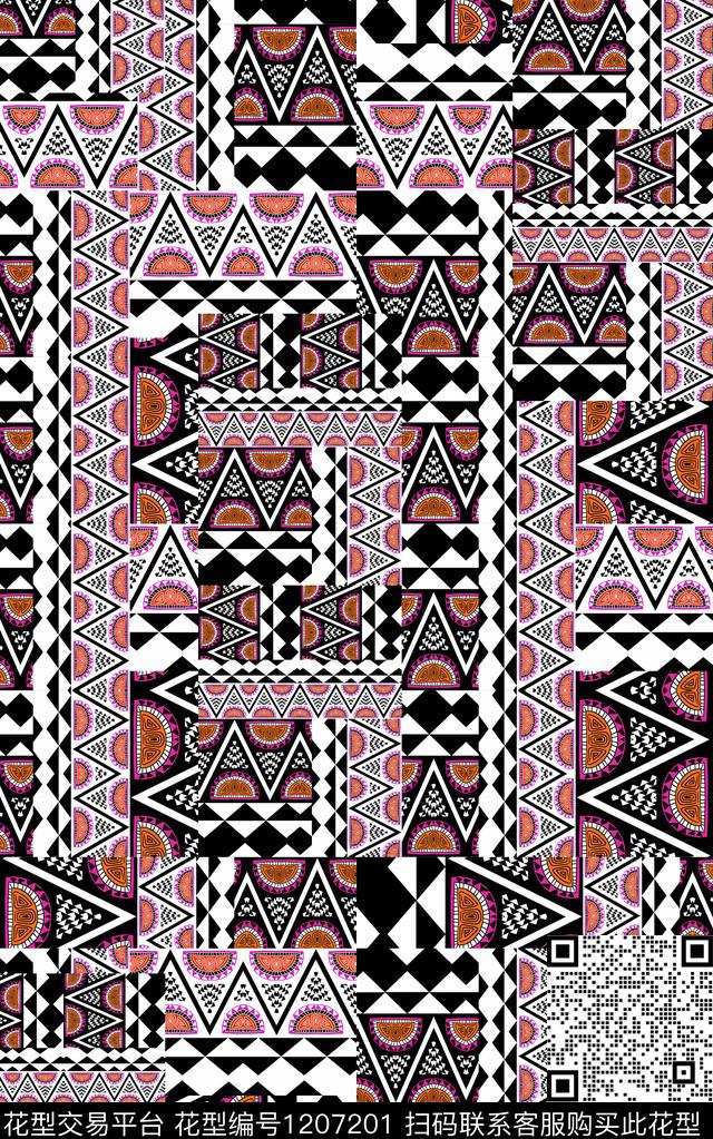 几何抽象线条数码印花华亿平台下载（图片编号: 1207201） - 瓦栏（Walan）