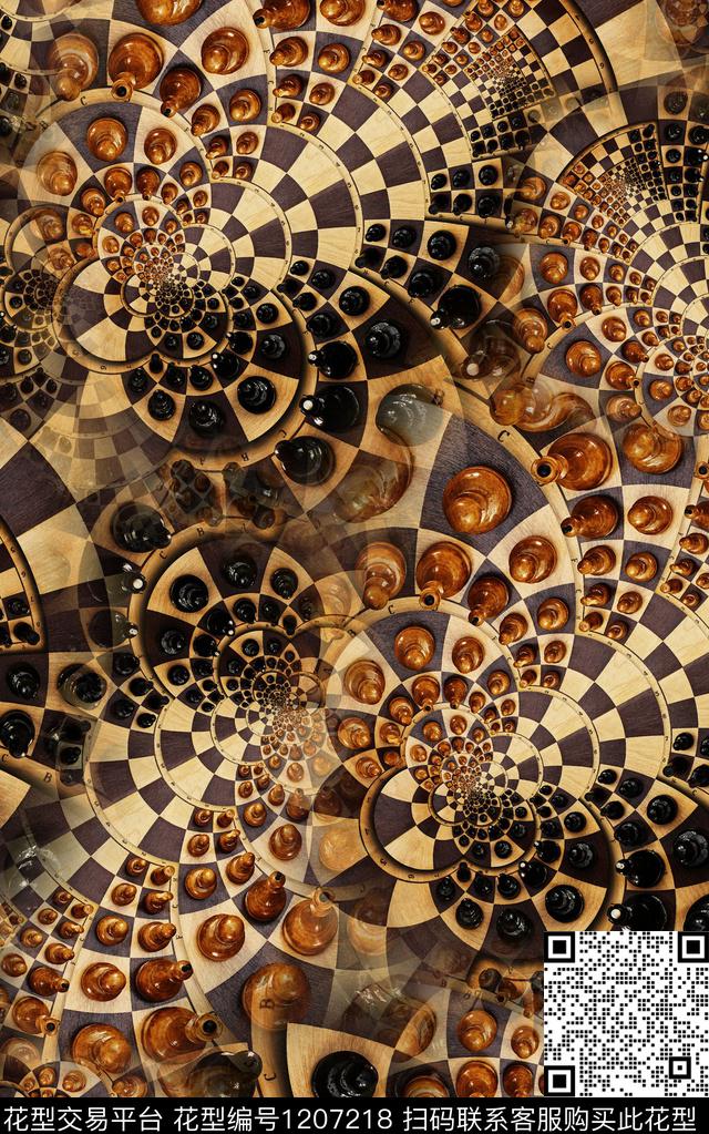 几何抽象线条数码印花华亿平台下载（图片编号: 1207218） - 瓦栏（Walan）