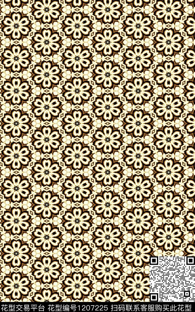 几何抽象民族风数码印花华亿平台下载（图片编号: 1207225） - 瓦栏（Walan）