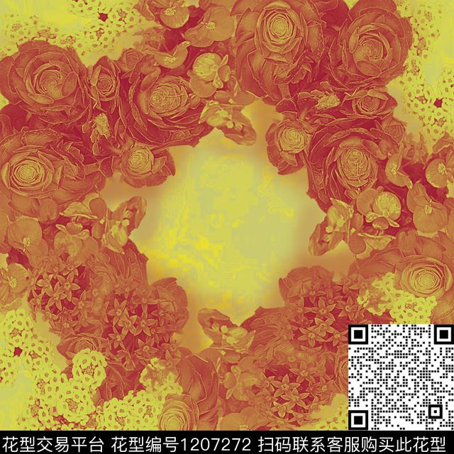 炫彩抽象花卉数码印花华亿平台下载（图片编号: 1207272） - 瓦栏（Walan）