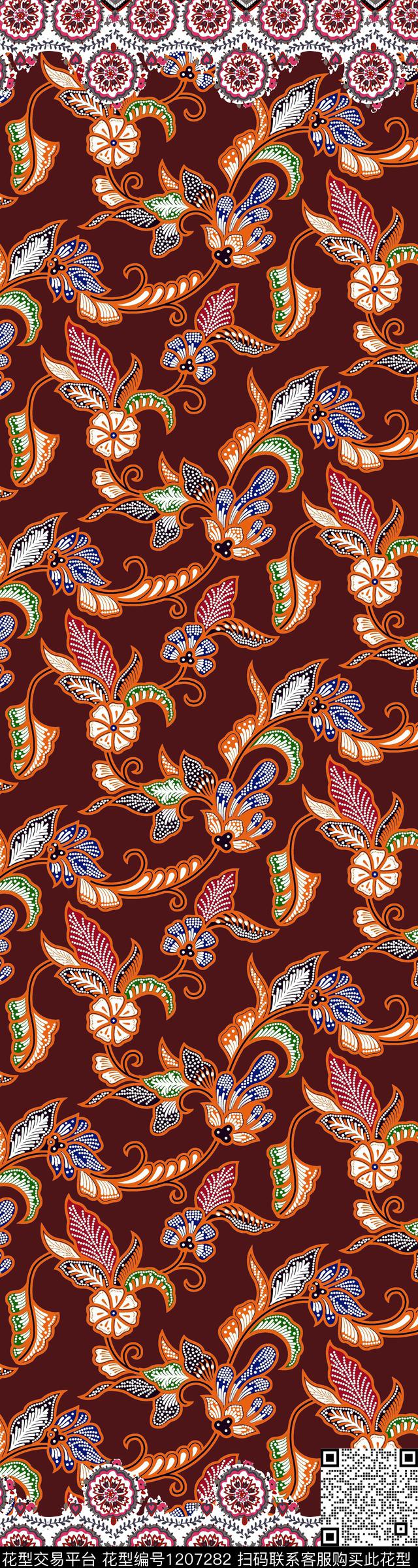 女装定位花民族花卉数码印花华亿平台下载（图片编号: 1207282） - 瓦栏（Walan）