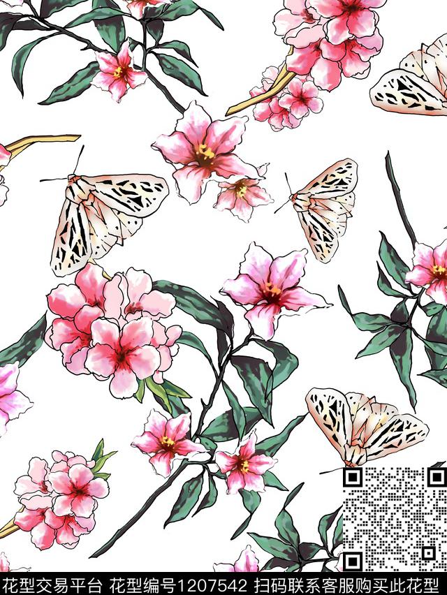 蔷薇花文艺大牌风数码印花华亿平台下载（图片编号: 1207542） - 瓦栏（Walan）