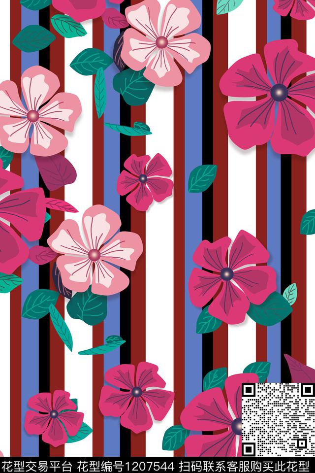 时尚大牌风花卉数码印花华亿平台下载（图片编号: 1207544） - 瓦栏（Walan）