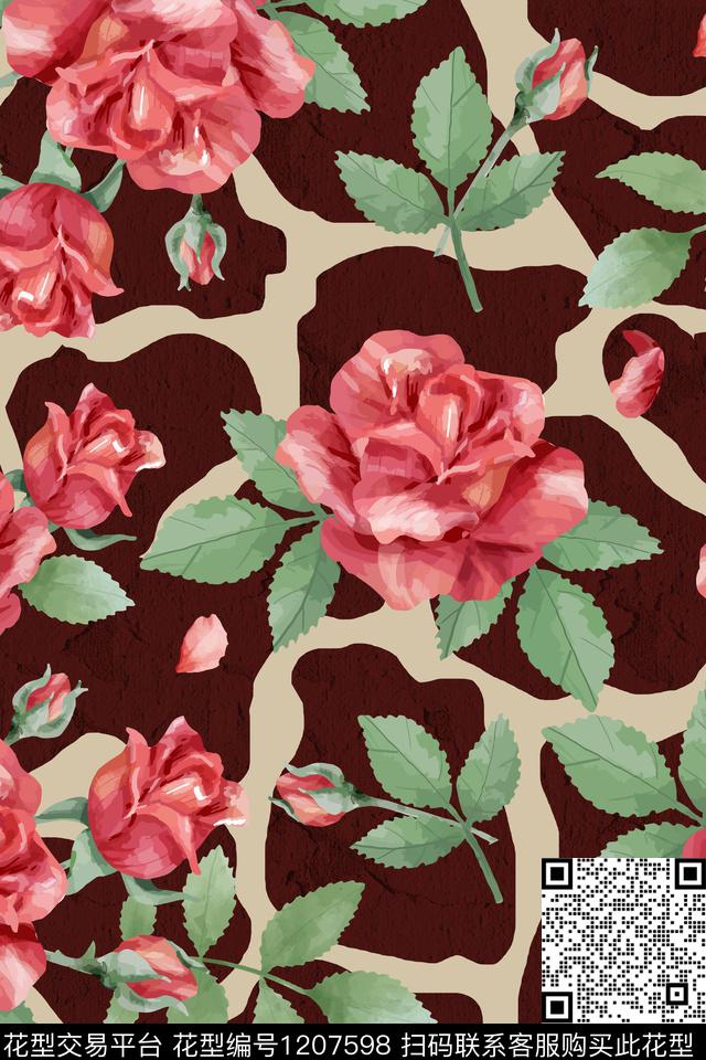 时尚花瓣花卉数码印花华亿平台下载（图片编号: 1207598） - 瓦栏（Walan）