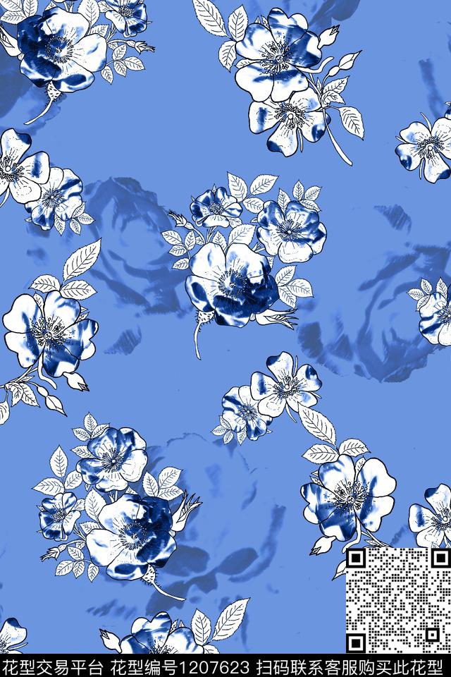 花卉大牌风趣味传统印花华亿平台下载（图片编号: 1207623） - 瓦栏（Walan）