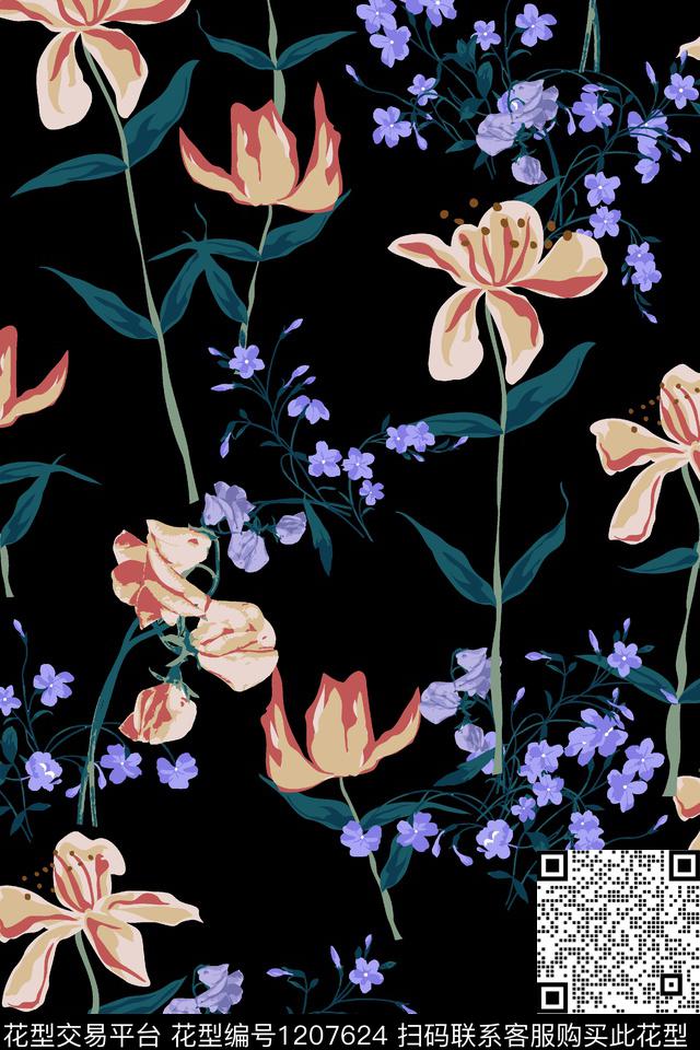 花卉大牌风几何传统印花华亿平台下载（图片编号: 1207624） - 瓦栏（Walan）