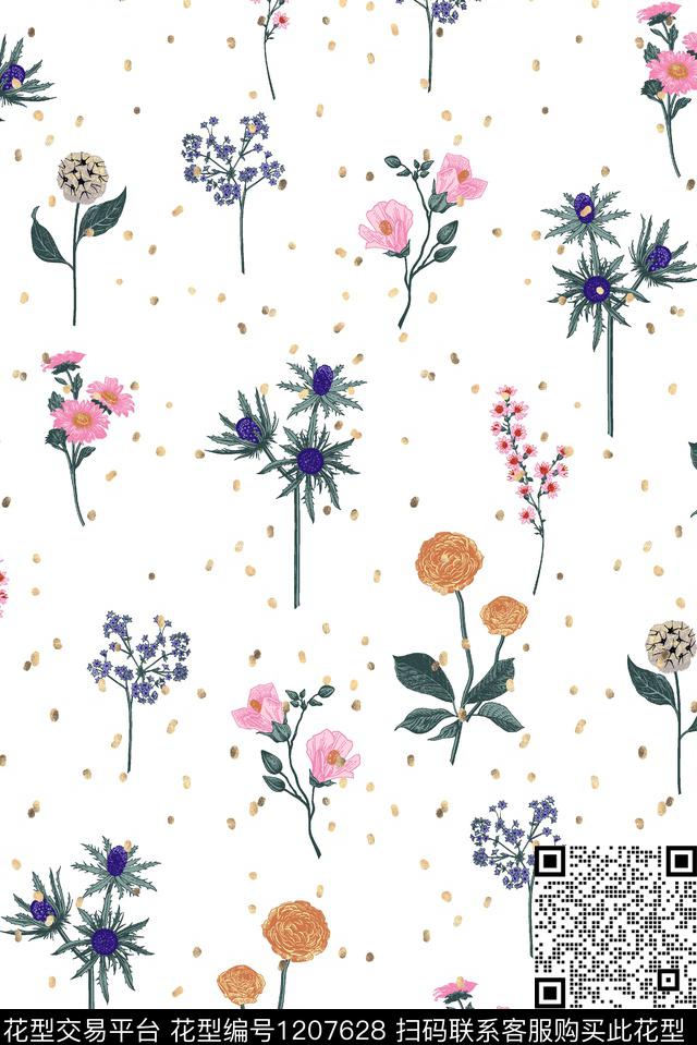 花卉大牌风小碎花传统印花华亿平台下载（图片编号: 1207628） - 瓦栏（Walan）