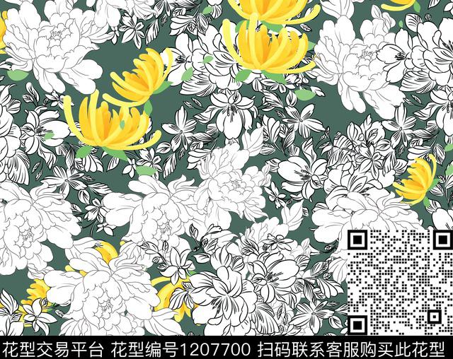 花卉绿植树叶莫妮卡-大牌华亿平台数码印花华亿平台下载（图片编号: 1207700） - 瓦栏（Walan）